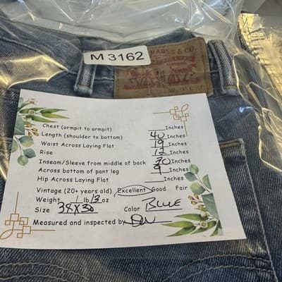 Levis Jeans Mens 38x30 Blue Medium Wash Straight Mid Rise 100% Cotton Denim - Thumbnail 9