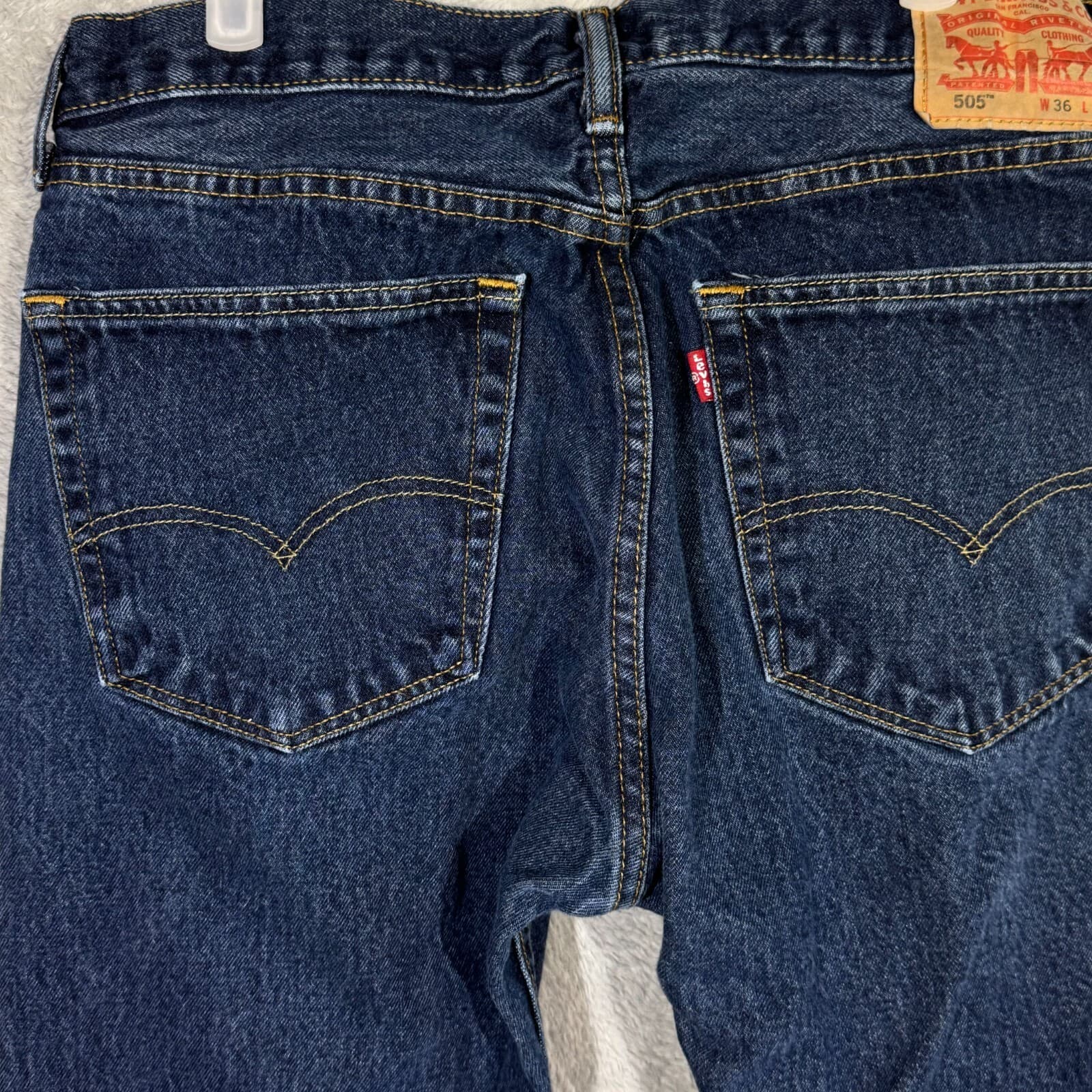 Levis 505 Jeans Men 36x29 Regular Fit Mid Rise Straight Leg Blue Denim Classic - Thumbnail 6