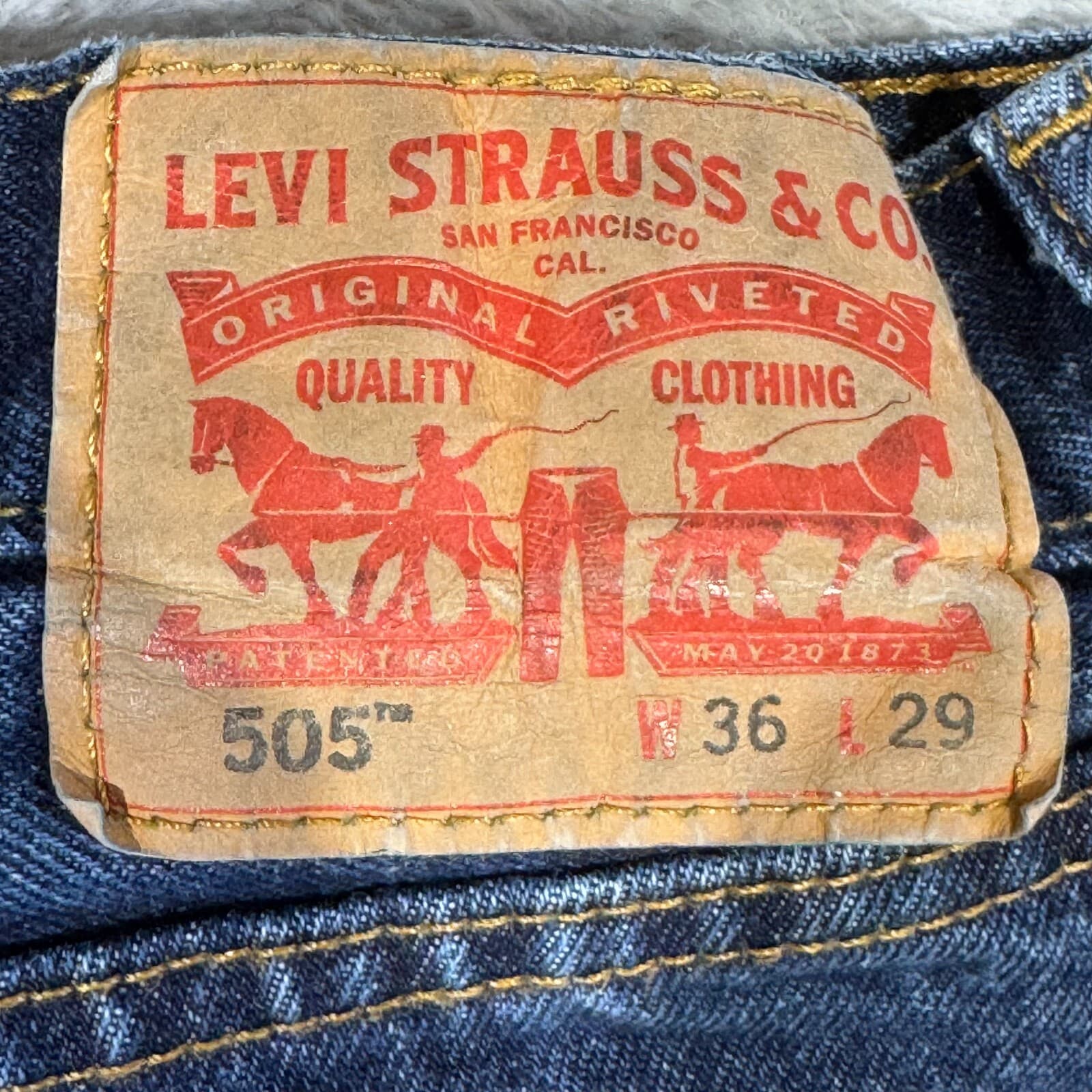 Levis 505 Jeans Men 36x29 Regular Fit Mid Rise Straight Leg Blue Denim Classic - Thumbnail 10