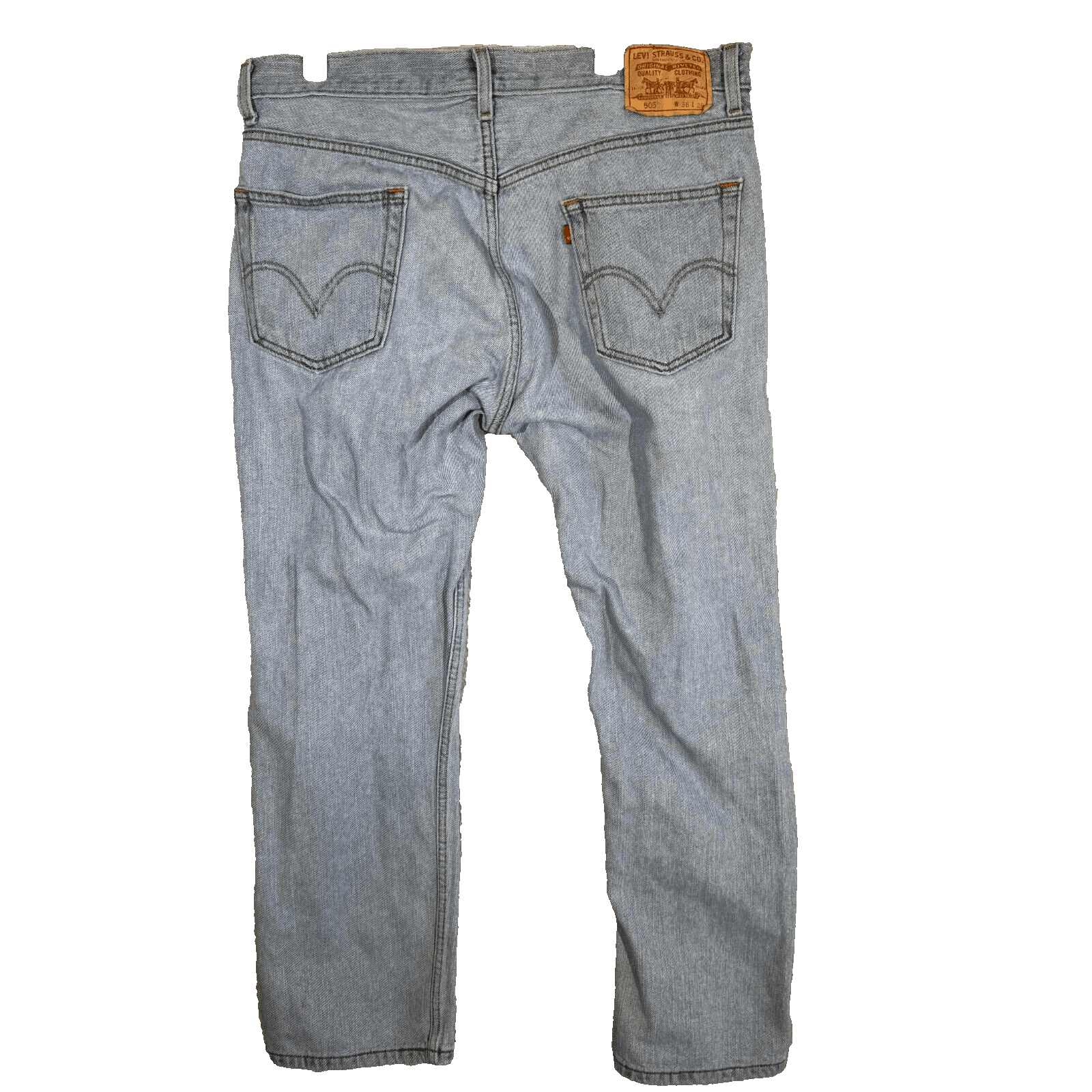 Levis 505 Jeans Men 36x29 Regular Fit Mid Rise Straight Leg Light Wash Blue - Thumbnail 2