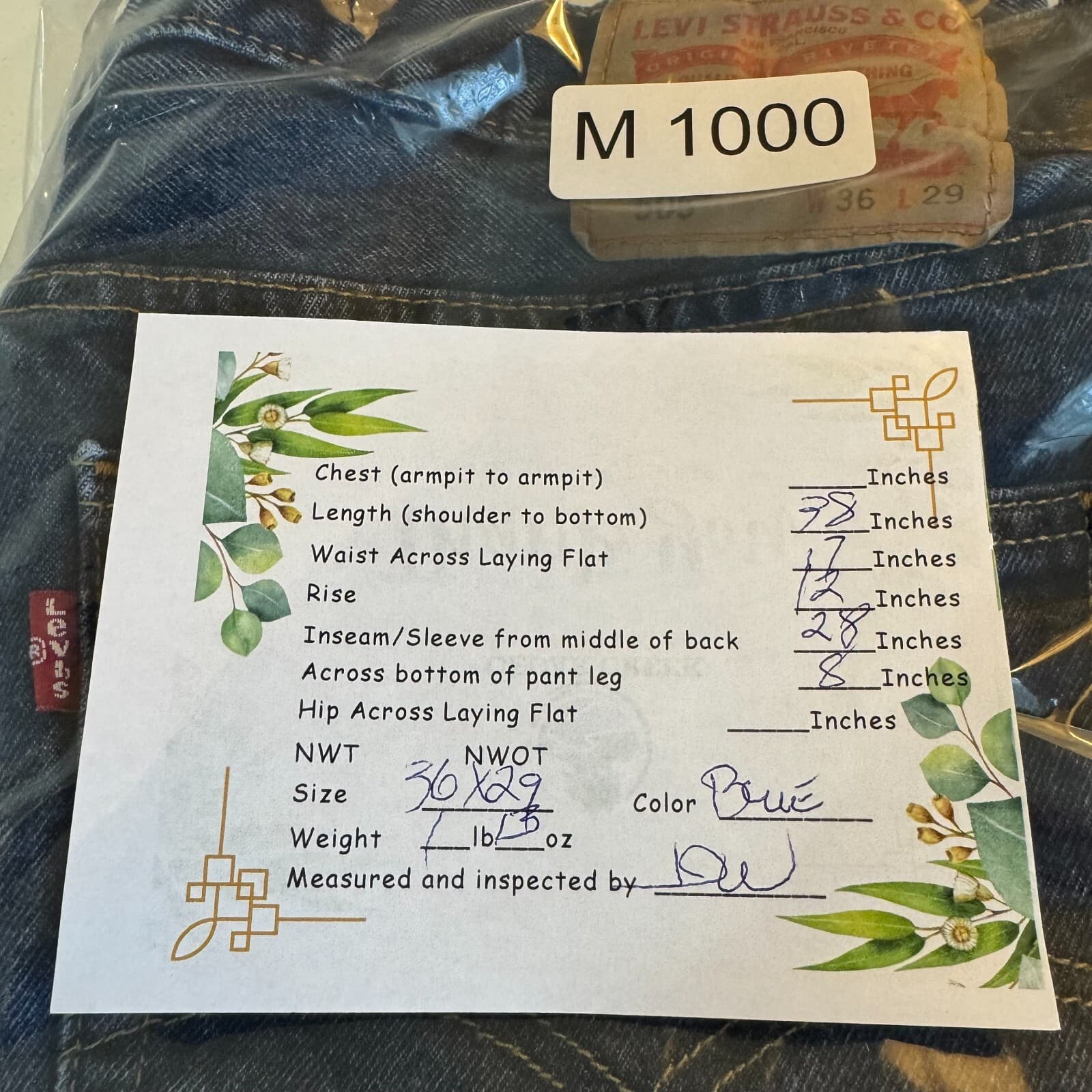 Levis 505 Jeans Men 36x29 Regular Fit Mid Rise Straight Leg Blue Denim Classic - Thumbnail 9