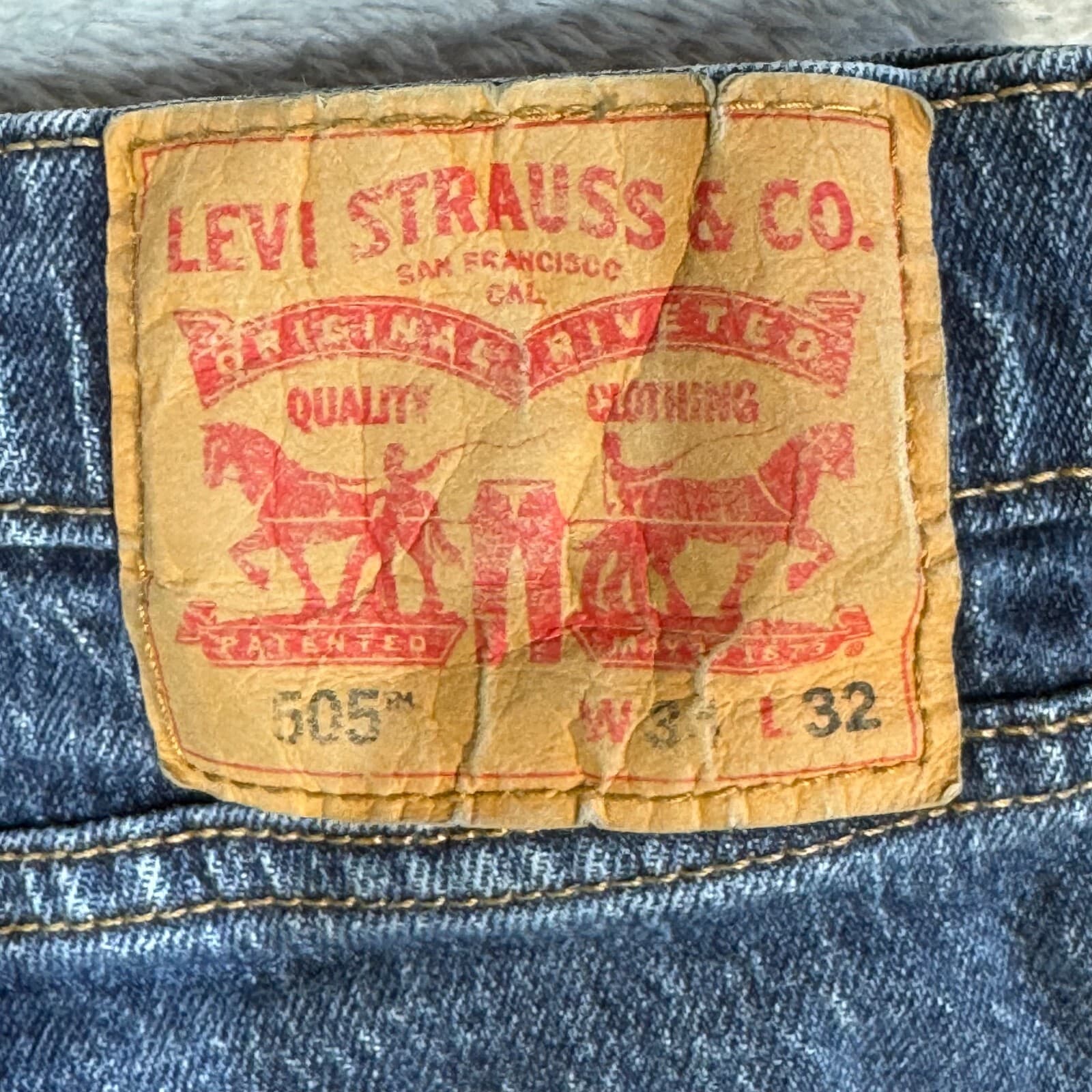 Levi’s 505 Men’s Jeans 34x32 Blue Denim Stretch Mid-Rise Straight Leg - Thumbnail 8