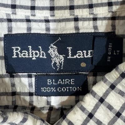 Ralph Lauren Shirt Mens XL White Black Check Blaire Button Down Long Sleeve Pony - Thumbnail 7