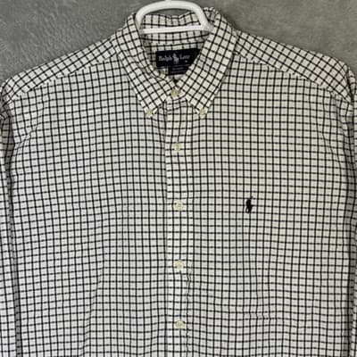 Ralph Lauren Shirt Mens XL White Black Check Blaire Button Down Long Sleeve Pony - Thumbnail 4