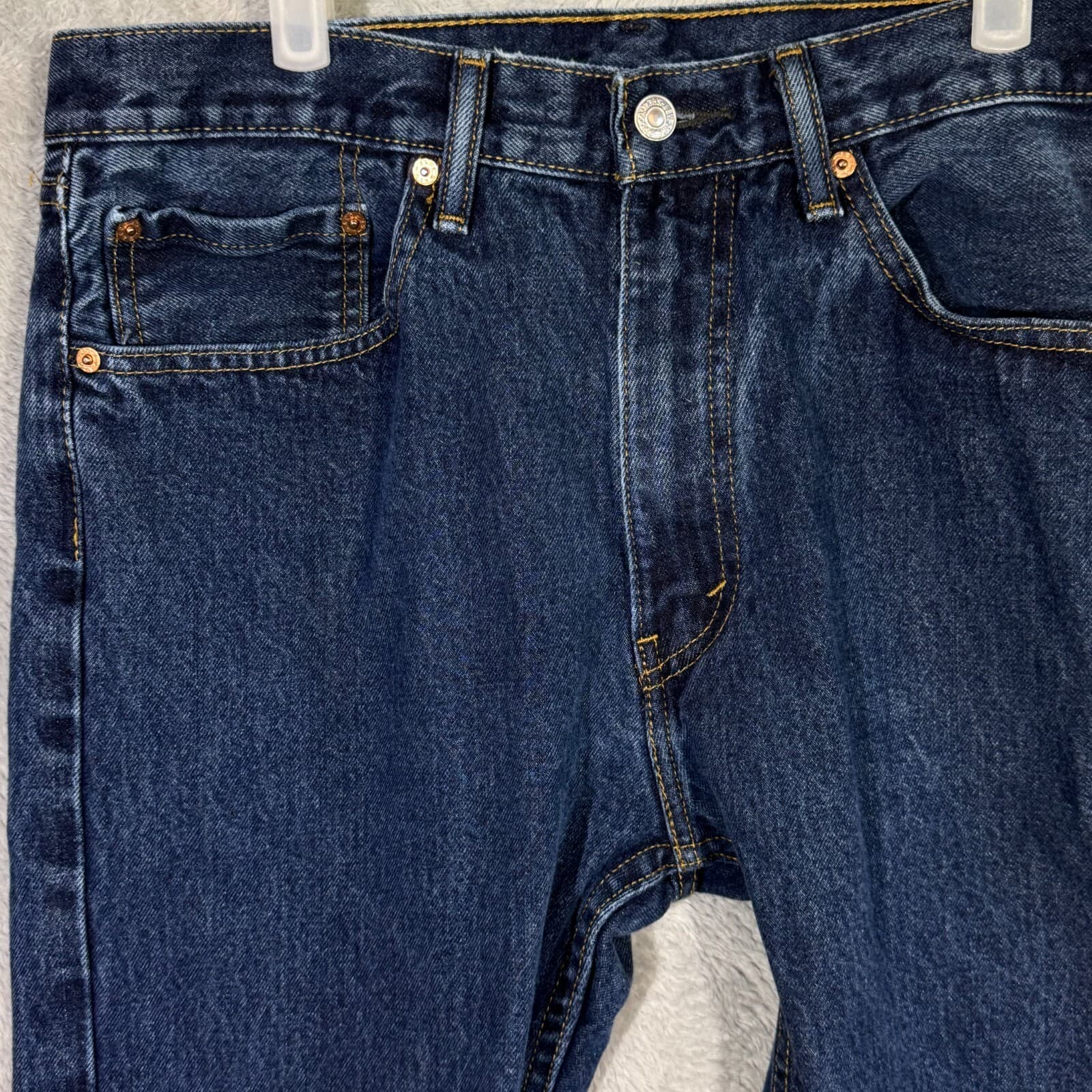 Levis 505 Jeans Men 36x29 Regular Fit Mid Rise Straight Leg Blue Denim Classic - Thumbnail 3