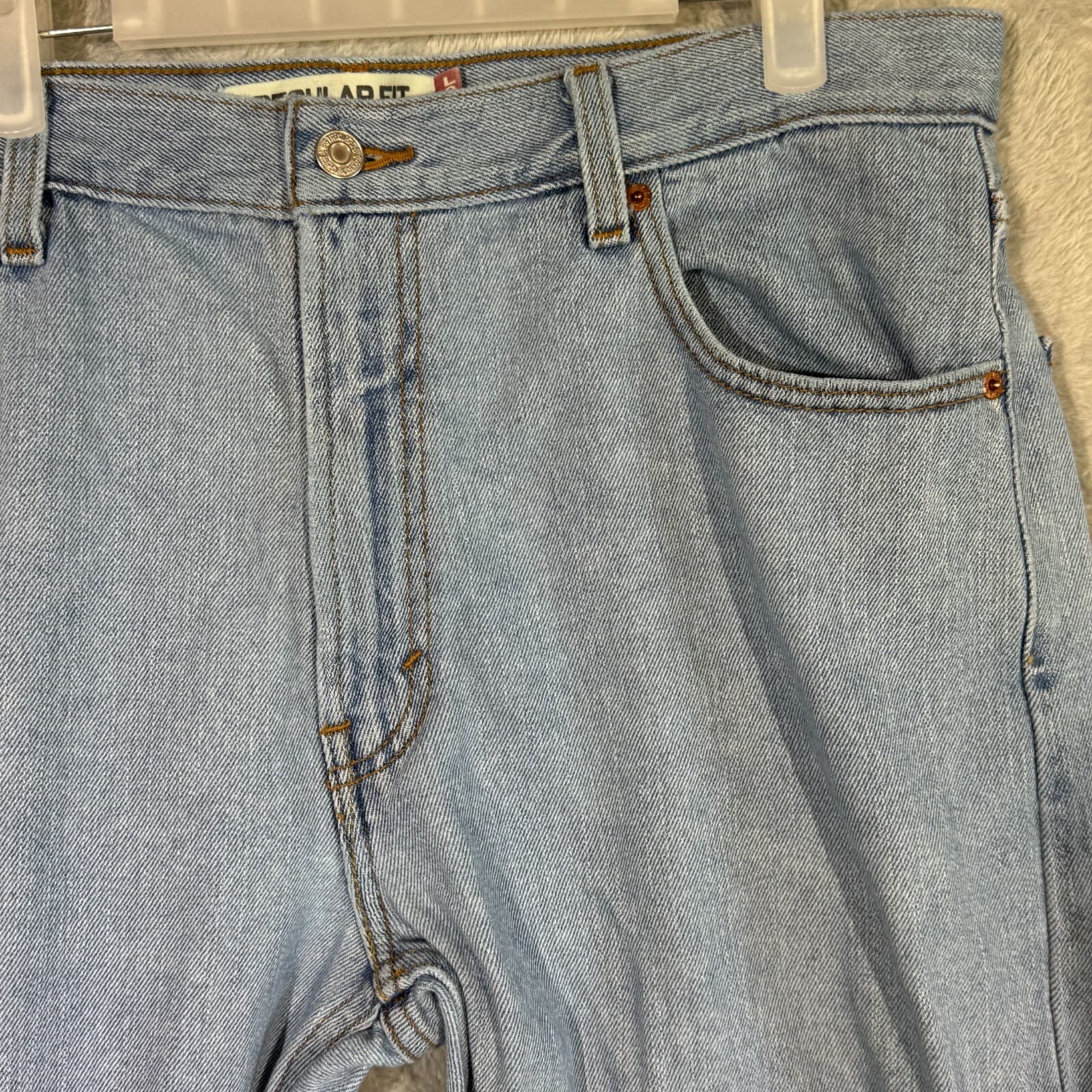 Levis 505 Jeans Men 36x29 Regular Fit Mid Rise Straight Leg Light Wash Blue - Thumbnail 4