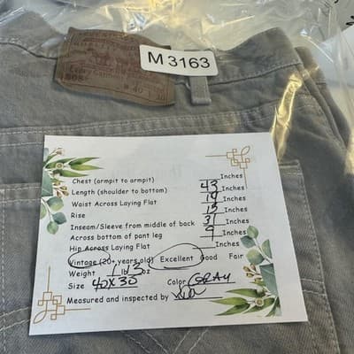 Vintage Levis 505 Jeans Mens 38x31 (40x30) Gray Regular Fit Straight USA Denim - Thumbnail 8