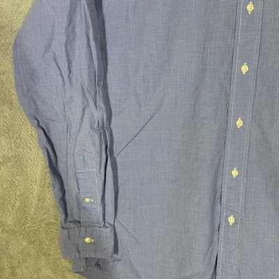 Ralph Lauren Shirt Mens 16 34/35 Blue Yarmouth Check Cotton Button Down Logo - Thumbnail 3