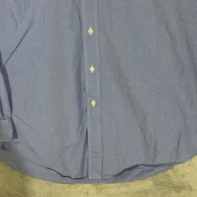 Ralph Lauren Shirt Mens 16 34/35 Blue Yarmouth Check Cotton Button Down Logo - Thumbnail 5