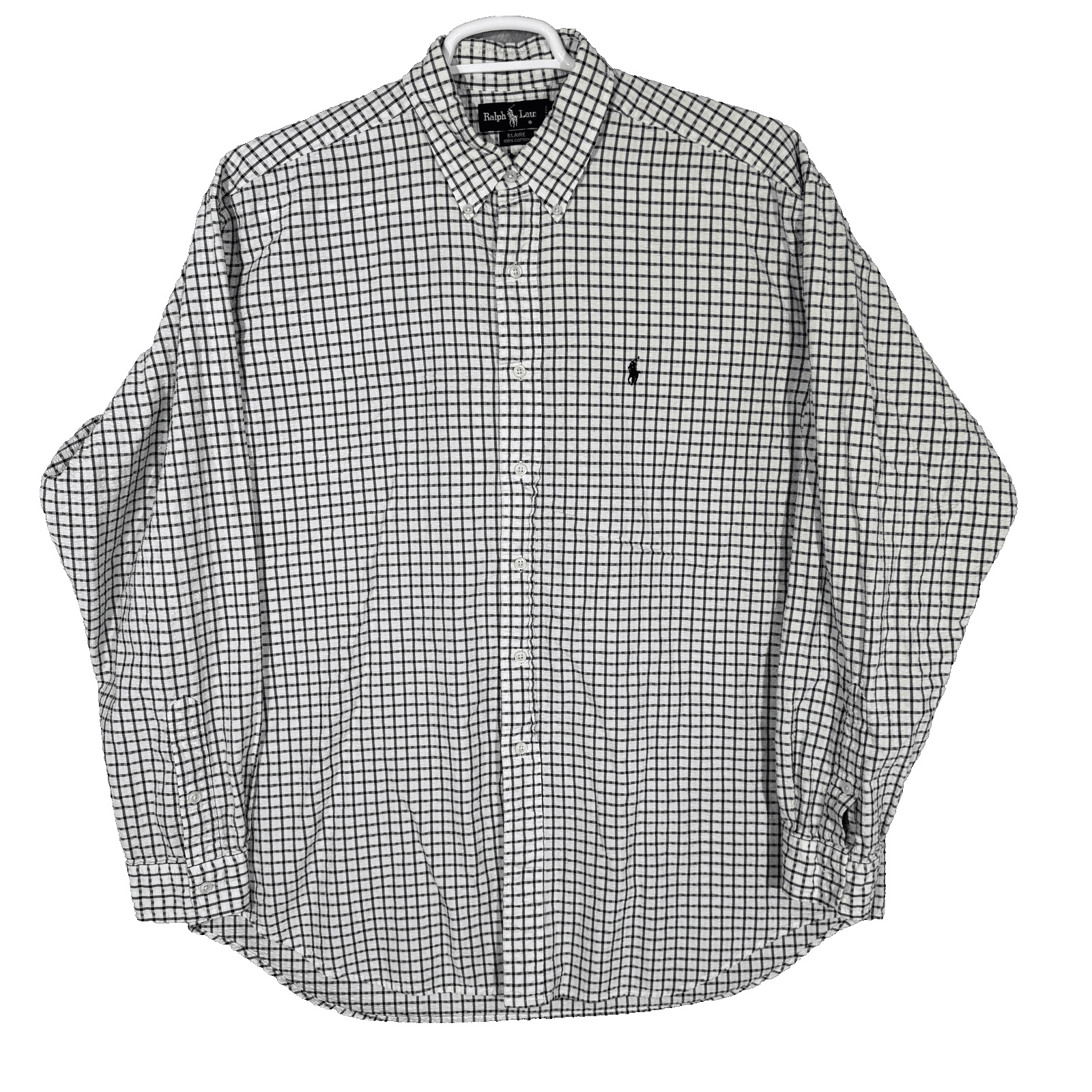 Ralph Lauren Shirt Mens XL White Black Check Blaire Button Down Long Sleeve Pony - Image 1