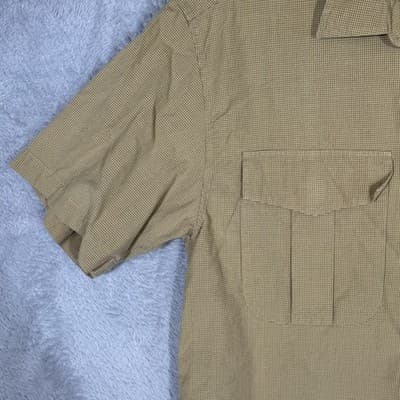 Simms Shirt Mens Large Brown Check Short Sleeve Button Up Fishing Guide Pockets - Thumbnail 3