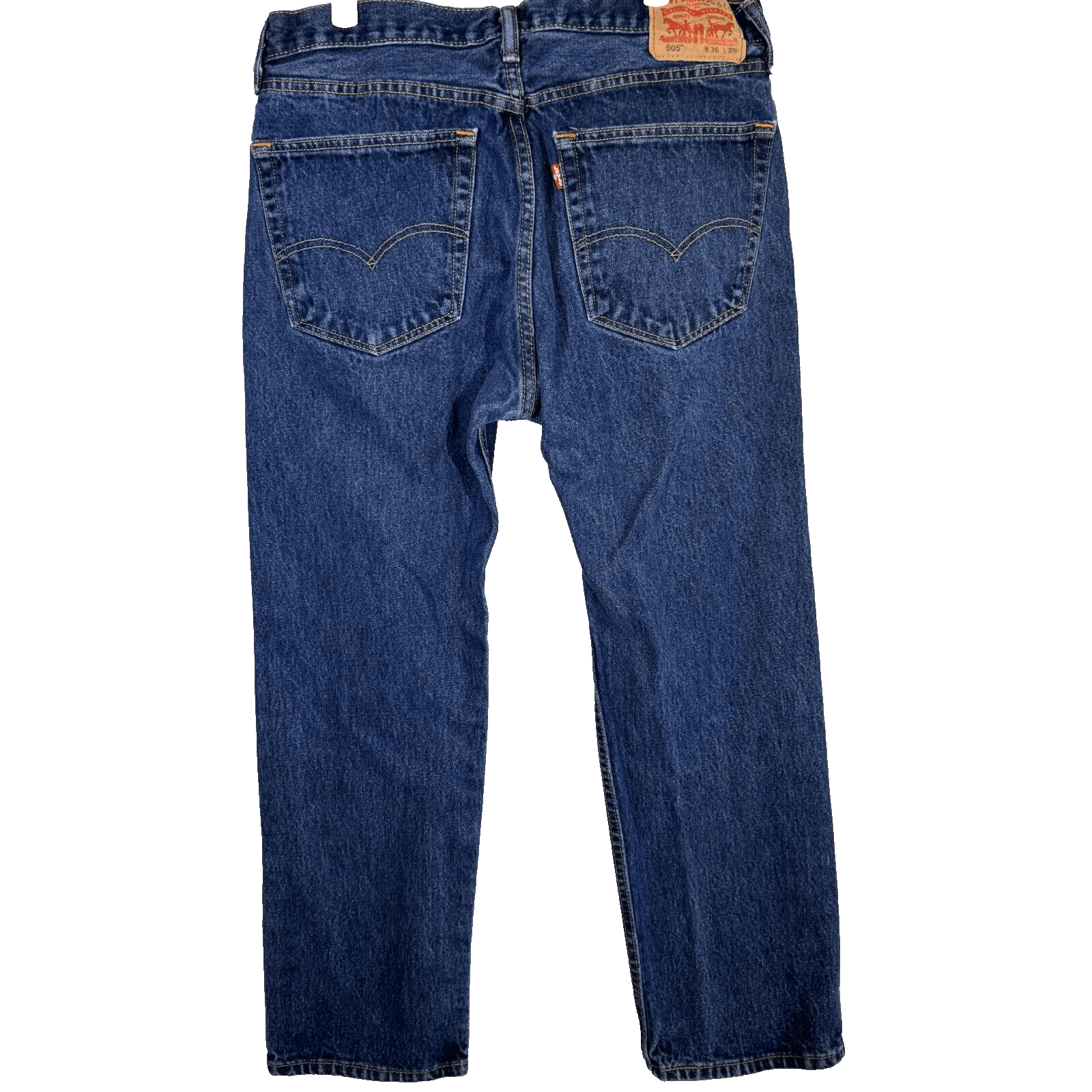 Levis 505 Jeans Men 36x29 Regular Fit Mid Rise Straight Leg Blue Denim Classic - Thumbnail 2