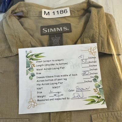 Simms Shirt Mens Large Brown Check Short Sleeve Button Up Fishing Guide Pockets - Thumbnail 14