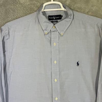 Ralph Lauren Shirt Mens 17 34/35 Blue Yarmouth Classic Fit Oxford Button Down - Thumbnail 4