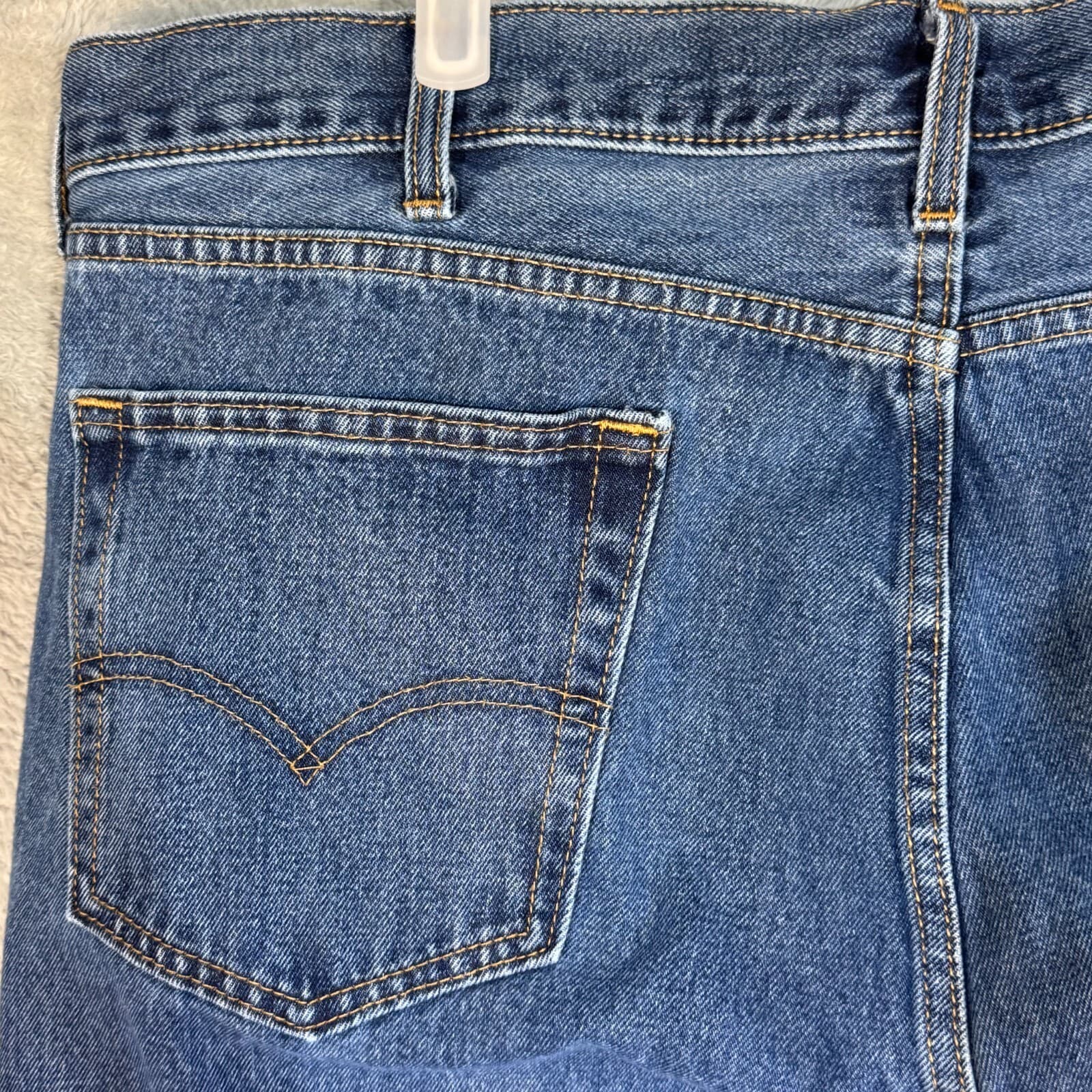 Levi’s 505 Men’s Jeans 42x32 Blue Denim Stretch Mid-Rise Straight Leg - Thumbnail 6