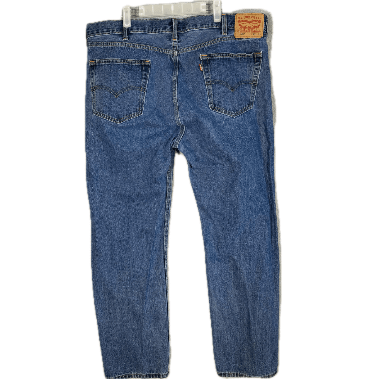 Levi’s 505 Men’s Jeans 42x32 Blue Denim Stretch Mid-Rise Straight Leg - Thumbnail 2