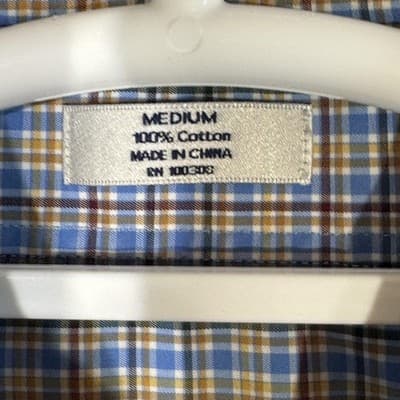 Peter Millar Shirt Mens Medium Blue Plaid Button Down Long Sleeve Cotton Casual - Thumbnail 7