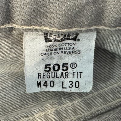 Vintage Levis 505 Jeans Mens 38x31 (40x30) Gray Regular Fit Straight USA Denim - Thumbnail 6