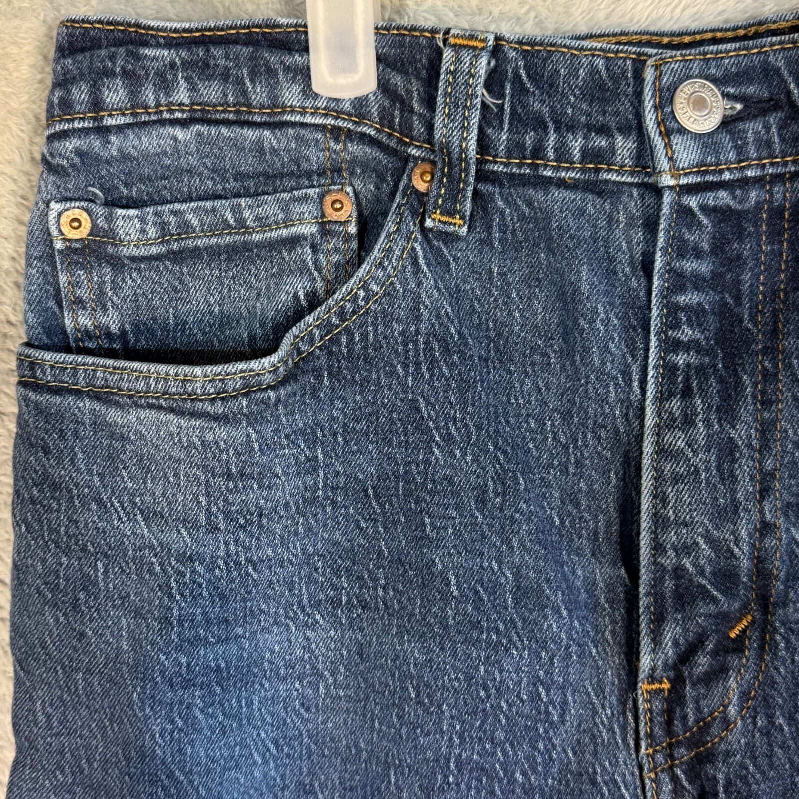 Levi’s 505 Men’s Jeans 34x32 Blue Denim Stretch Mid-Rise Straight Leg - Thumbnail 3