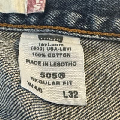 Levis 505 Jeans Mens 38x31 (40x32) Blue Medium Wash Straight Leg Denim - Thumbnail 6