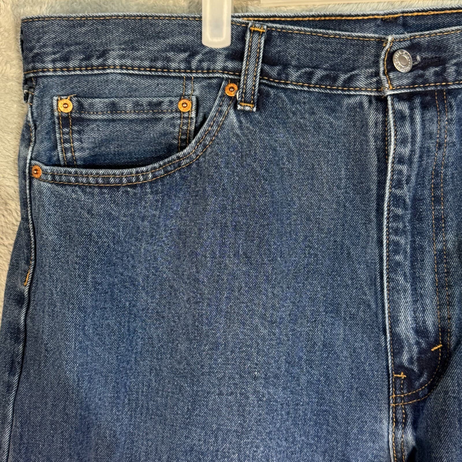 Levi’s 505 Men’s Jeans 42x32 Blue Denim Stretch Mid-Rise Straight Leg - Thumbnail 3