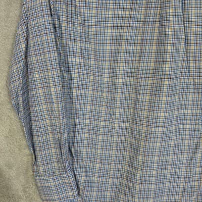 Peter Millar Shirt Mens Medium Blue Plaid Button Down Long Sleeve Cotton Casual - Thumbnail 8