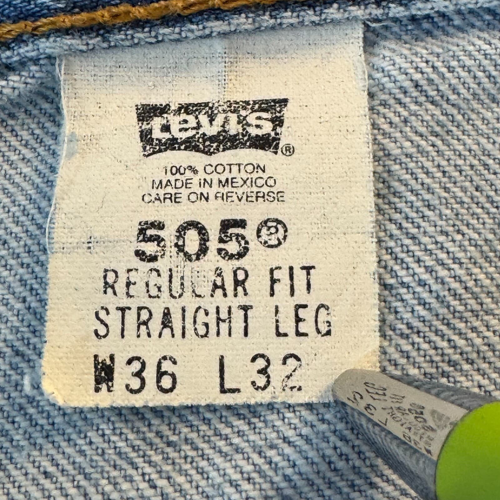 Levi’s 505 Men’s Jeans 36x32 Light Blue Denim Stretch Mid-Rise Straight - Thumbnail 12