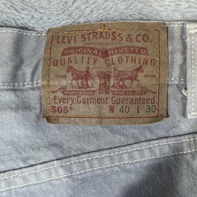 Vintage Levis 505 Jeans Mens 38x31 (40x30) Gray Regular Fit Straight USA Denim - Thumbnail 3