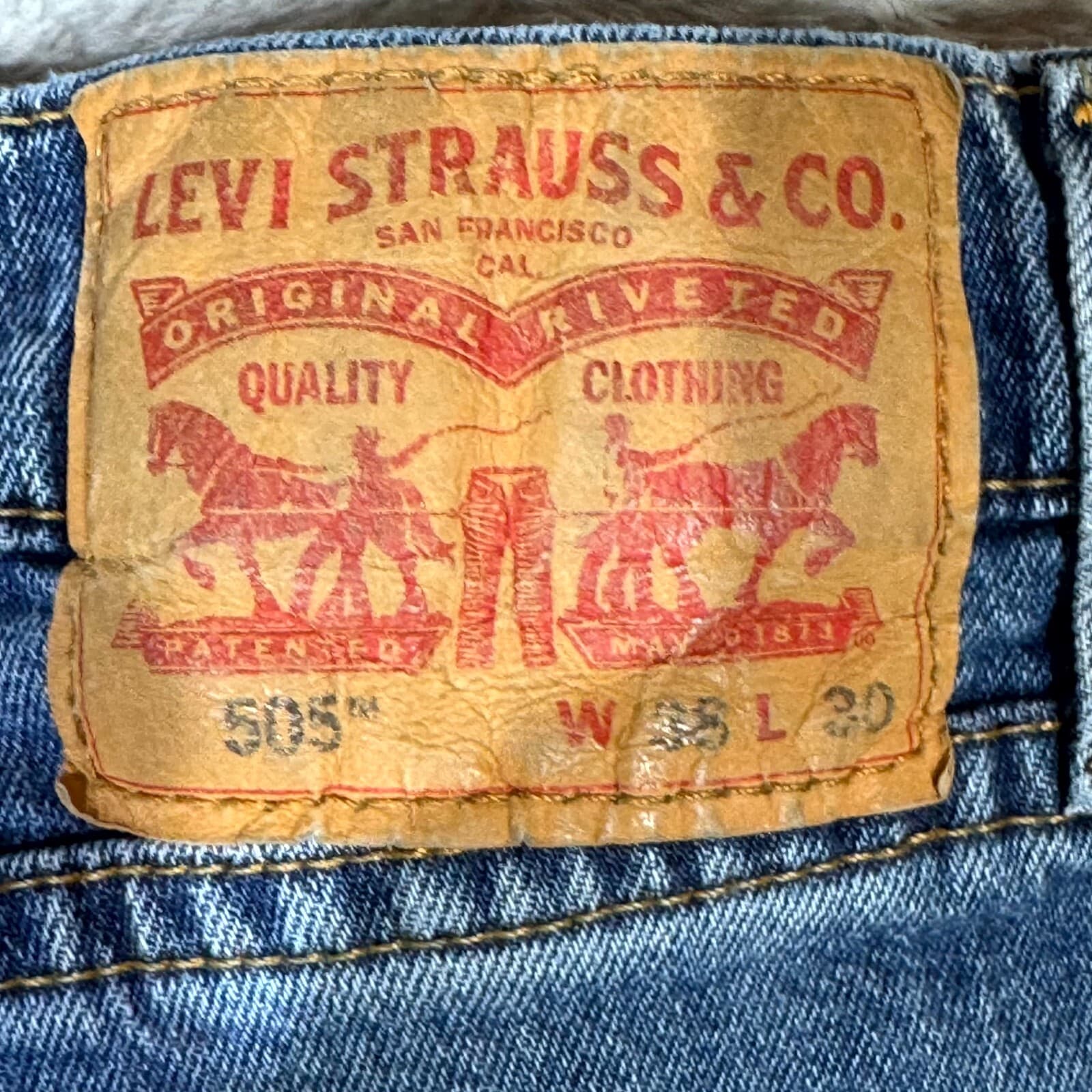 Levi’s 505 Men’s Jeans 38x30 Blue Denim Stretch Mid-Rise Straight Leg - Thumbnail 11