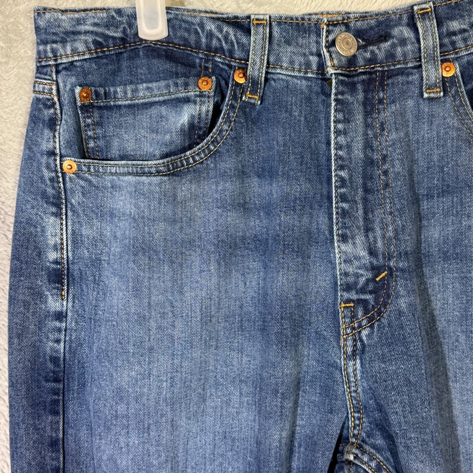 Levis 505 Jeans Men 34x30 Regular Fit Mid Rise Straight Leg Blue Denim Classic - Thumbnail 3