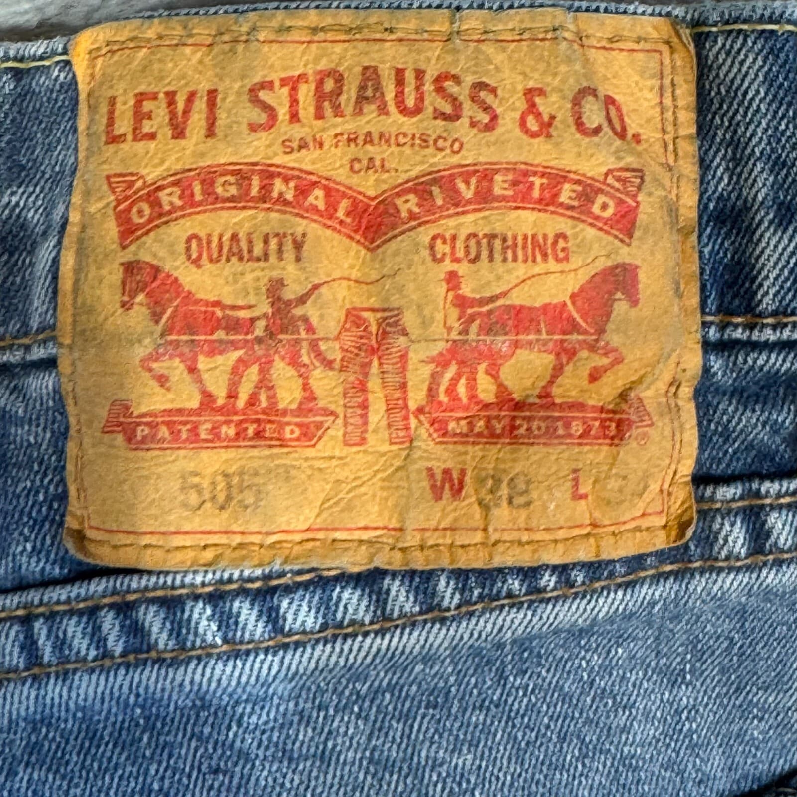 Levi’s 505 Men’s Jeans 38x34 Blue Denim Stretch Mid-Rise Straight Leg - Thumbnail 8