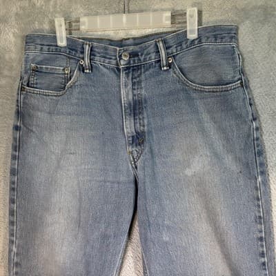 Vintage Levis 550 Jeans Mens 36x28 (36x30) Blue Relaxed Tapered Light Wash Denim - Thumbnail 4