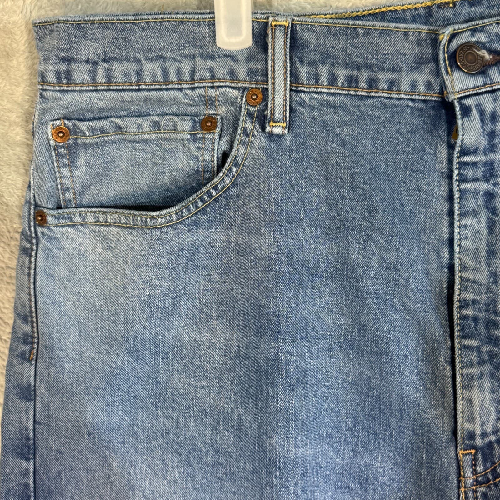 Levi’s 505 Men’s Jeans 38x34 Blue Denim Stretch Mid-Rise Straight Leg - Thumbnail 3