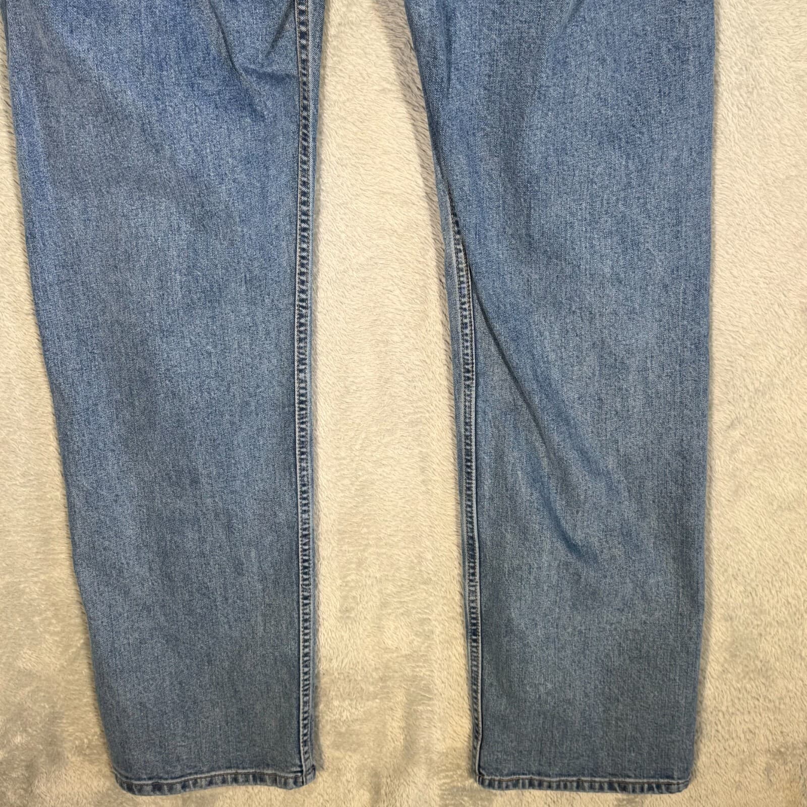 Levi’s 505 Men’s Jeans 38x34 Blue Denim Stretch Mid-Rise Straight Leg - Thumbnail 5