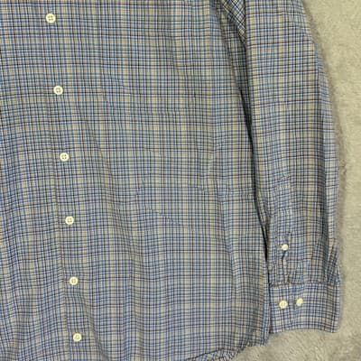 Peter Millar Shirt Mens Medium Blue Plaid Button Down Long Sleeve Cotton Casual - Thumbnail 5