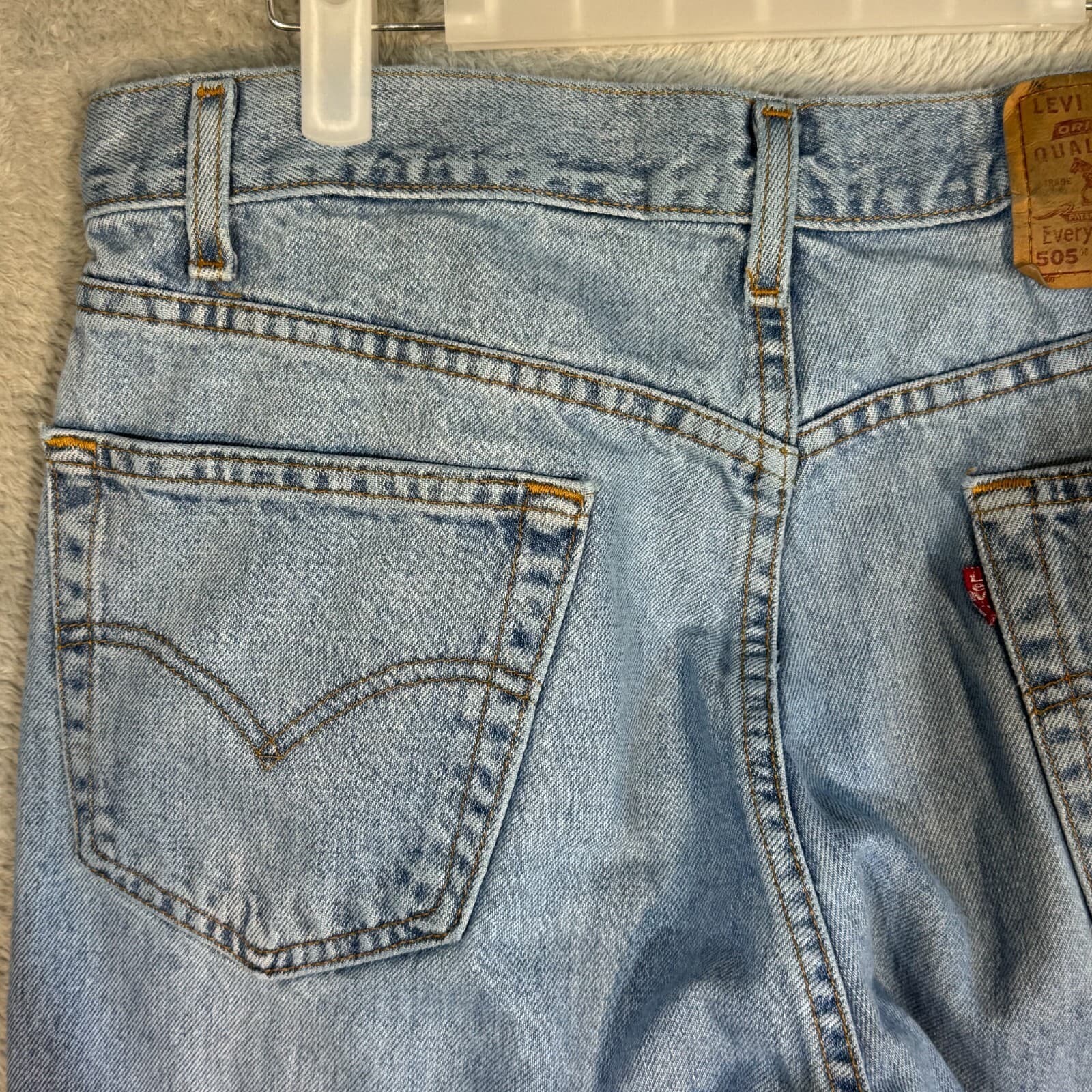 Levi’s 505 Men’s Jeans 36x32 Light Blue Denim Stretch Mid-Rise Straight - Thumbnail 6