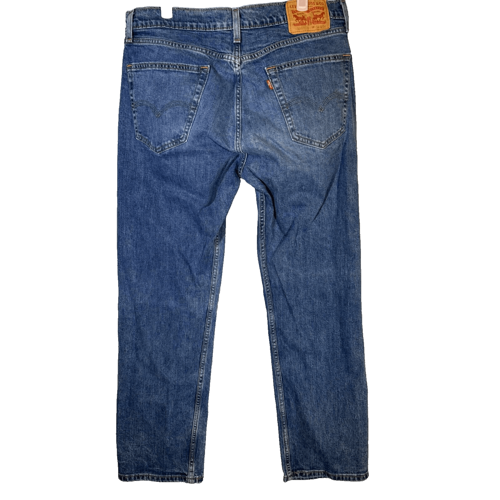 Levis 505 Jeans Men 34x30 Regular Fit Mid Rise Straight Leg Blue Denim Classic - Thumbnail 2