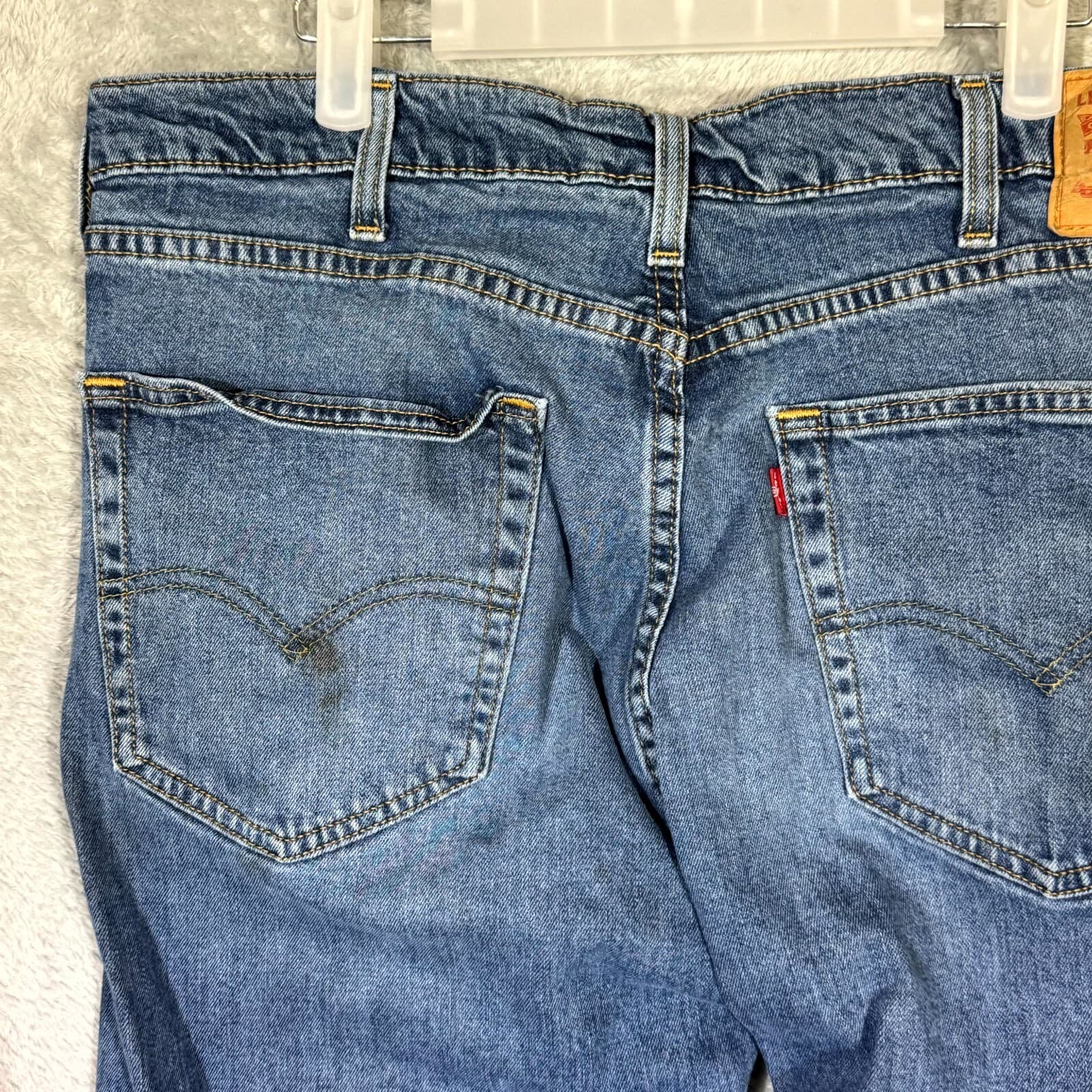 Levi’s 505 Men’s Jeans 38x30 Blue Denim Stretch Mid-Rise Straight Leg - Thumbnail 7