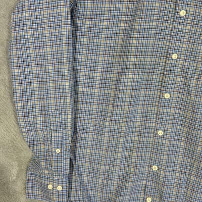 Peter Millar Shirt Mens Medium Blue Plaid Button Down Long Sleeve Cotton Casual - Thumbnail 3
