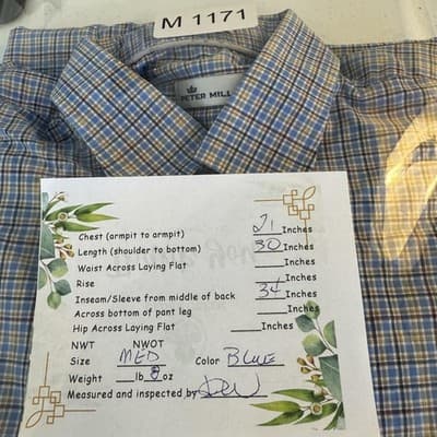 Peter Millar Shirt Mens Medium Blue Plaid Button Down Long Sleeve Cotton Casual - Thumbnail 12