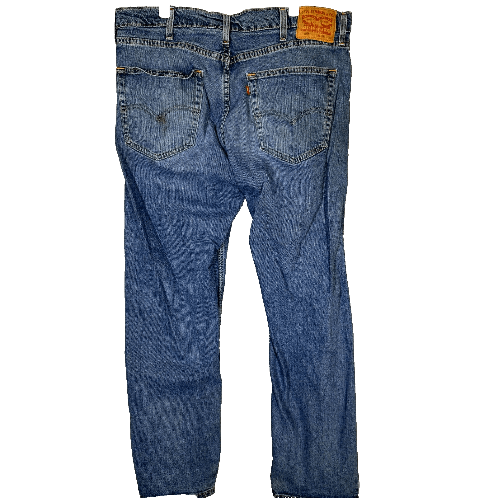 Levi’s 505 Men’s Jeans 38x30 Blue Denim Stretch Mid-Rise Straight Leg - Thumbnail 2