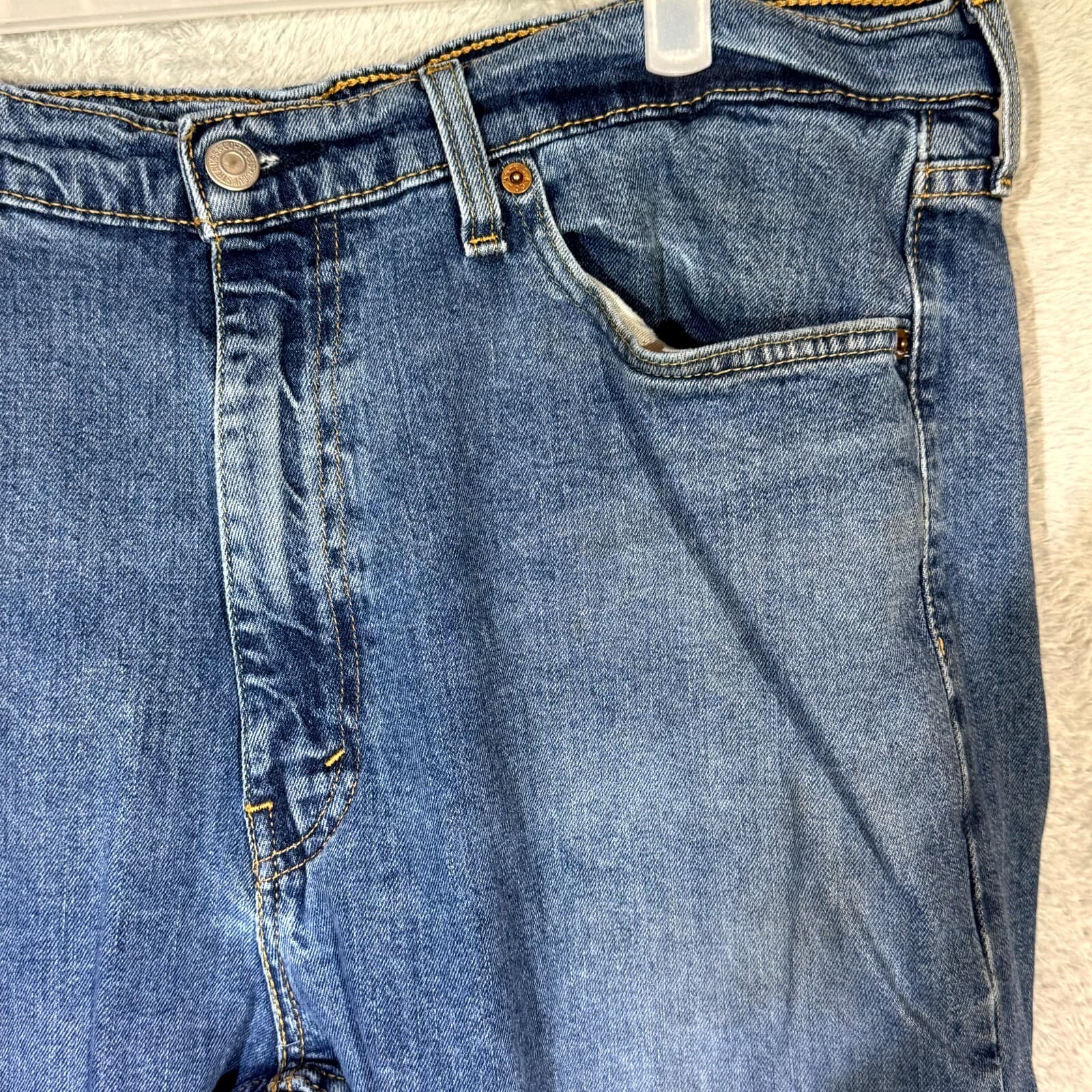 Levi’s 505 Men’s Jeans 38x30 Blue Denim Stretch Mid-Rise Straight Leg - Thumbnail 5