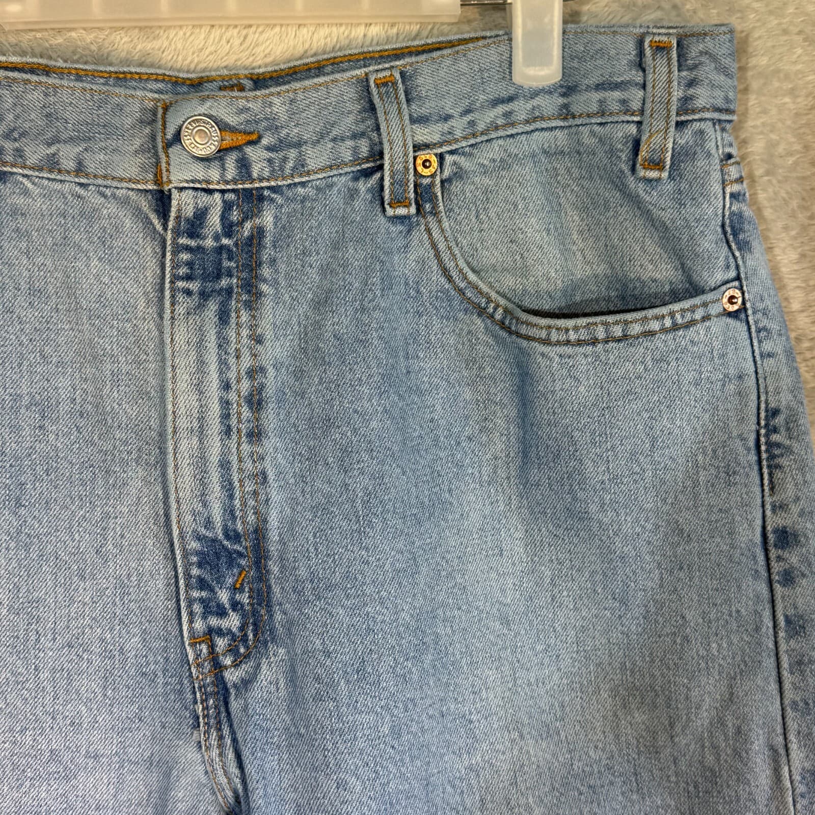 Levi’s 505 Men’s Jeans 36x32 Light Blue Denim Stretch Mid-Rise Straight - Thumbnail 4