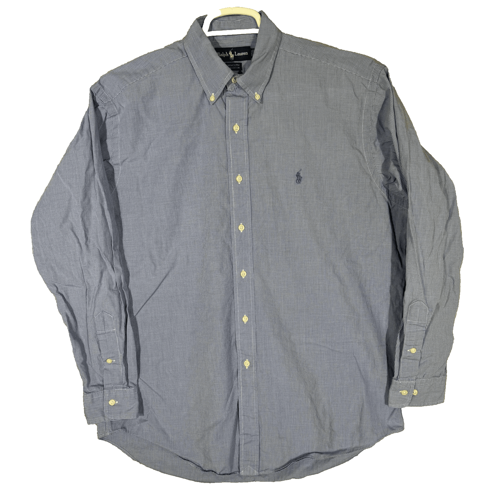 Ralph Lauren Shirt Mens 16 34/35 Blue Yarmouth Check Cotton Button Down Logo - Image 1