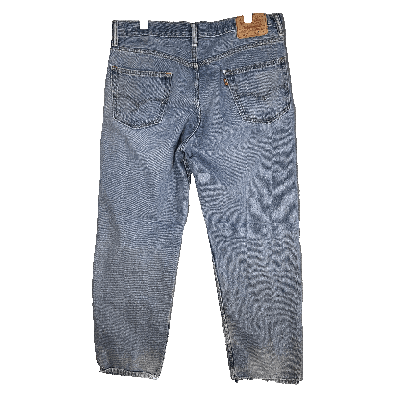 Vintage Levis 550 Jeans Mens 36x28 (36x30) Blue Relaxed Tapered Light Wash Denim - Thumbnail 2