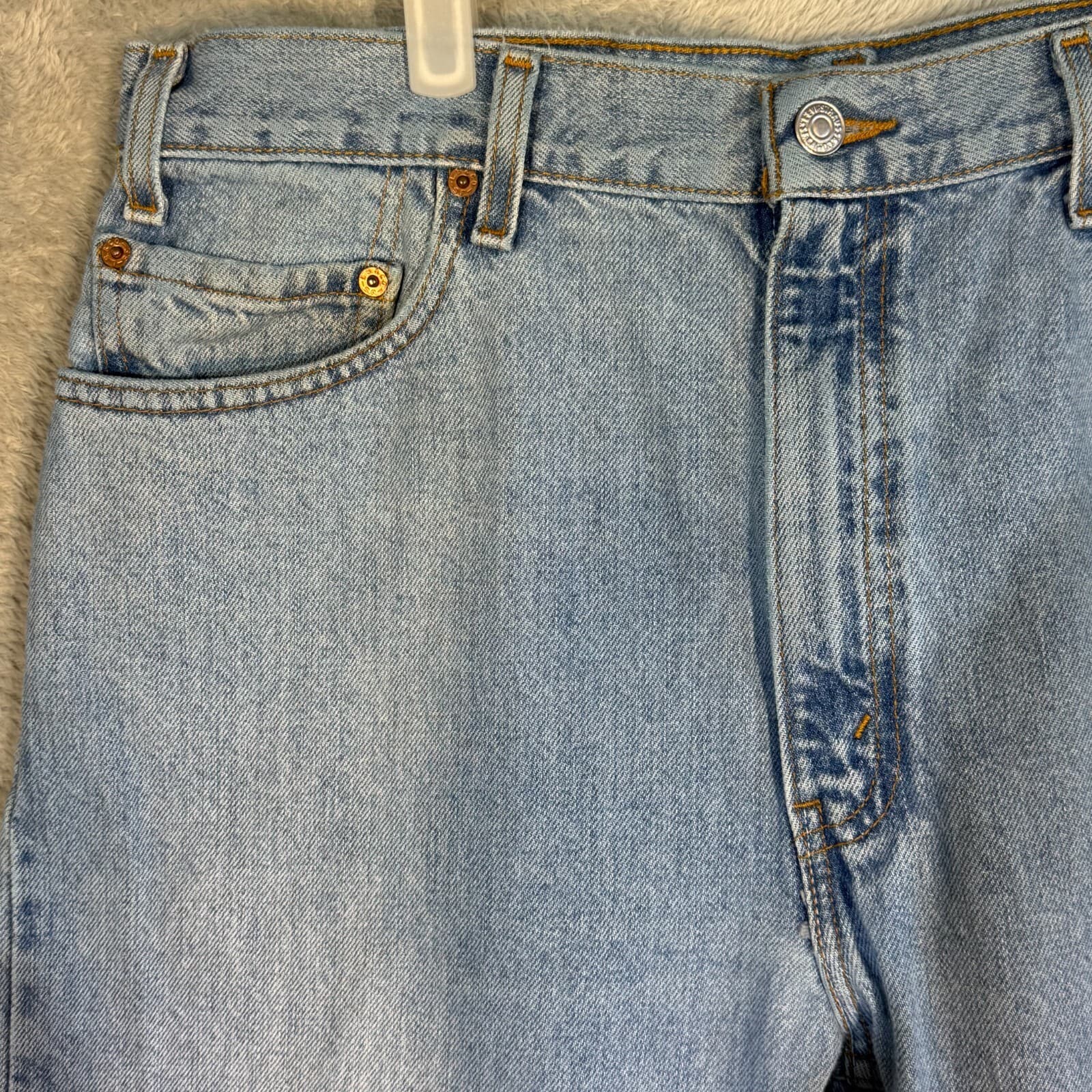 Levi’s 505 Men’s Jeans 36x32 Light Blue Denim Stretch Mid-Rise Straight - Thumbnail 3