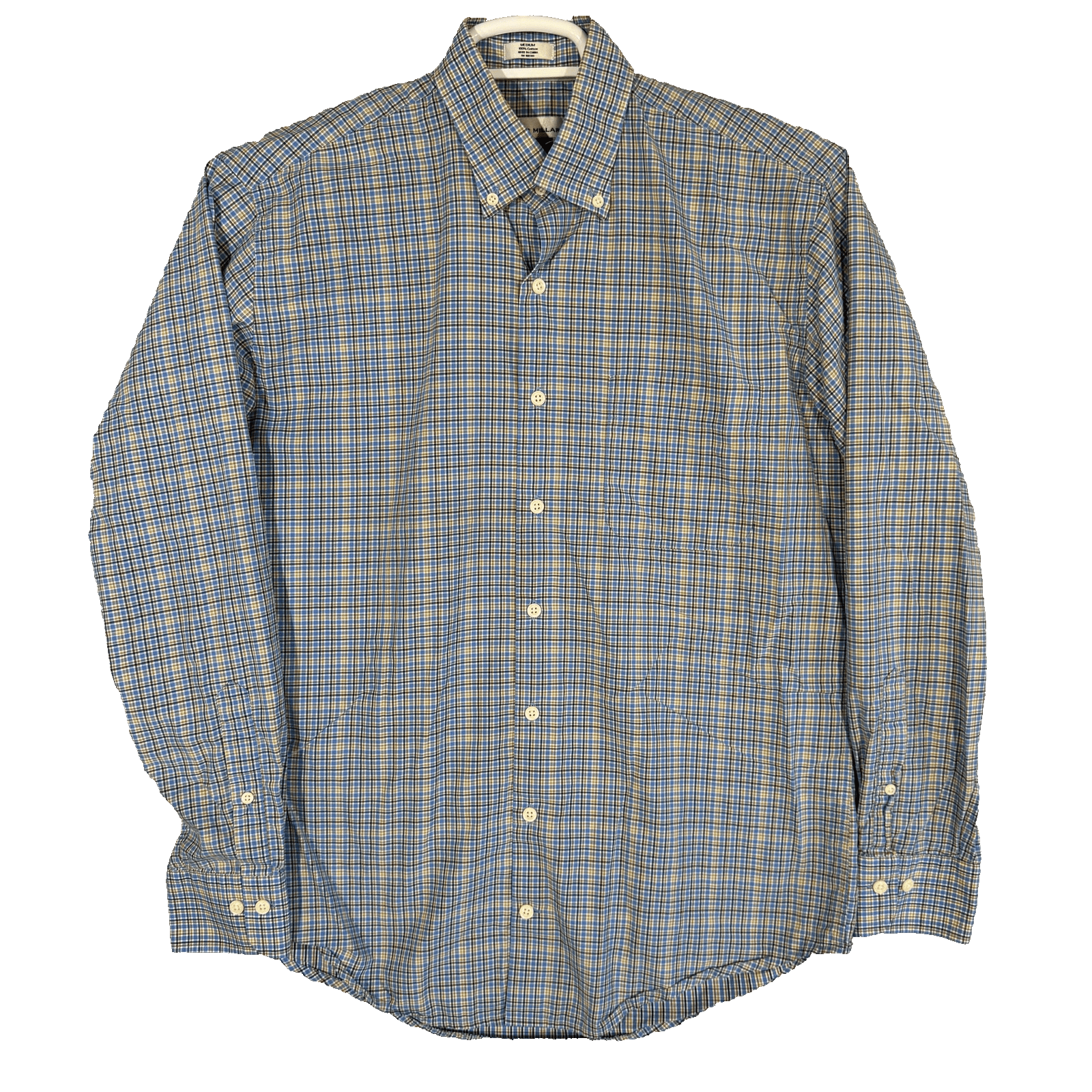 Peter Millar Shirt Mens Medium Blue Plaid Button Down Long Sleeve Cotton Casual - Image 1