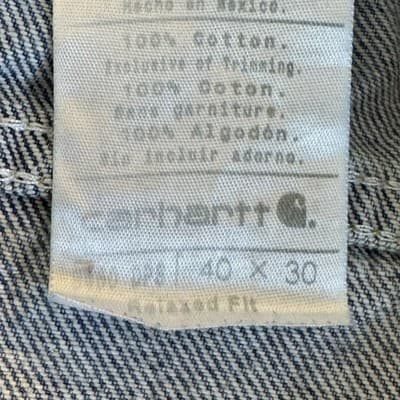 Carhartt Jeans Mens 40x30 Blue Relaxed Fit Denim Straight Leg Workwear Pants Zip - Thumbnail 5