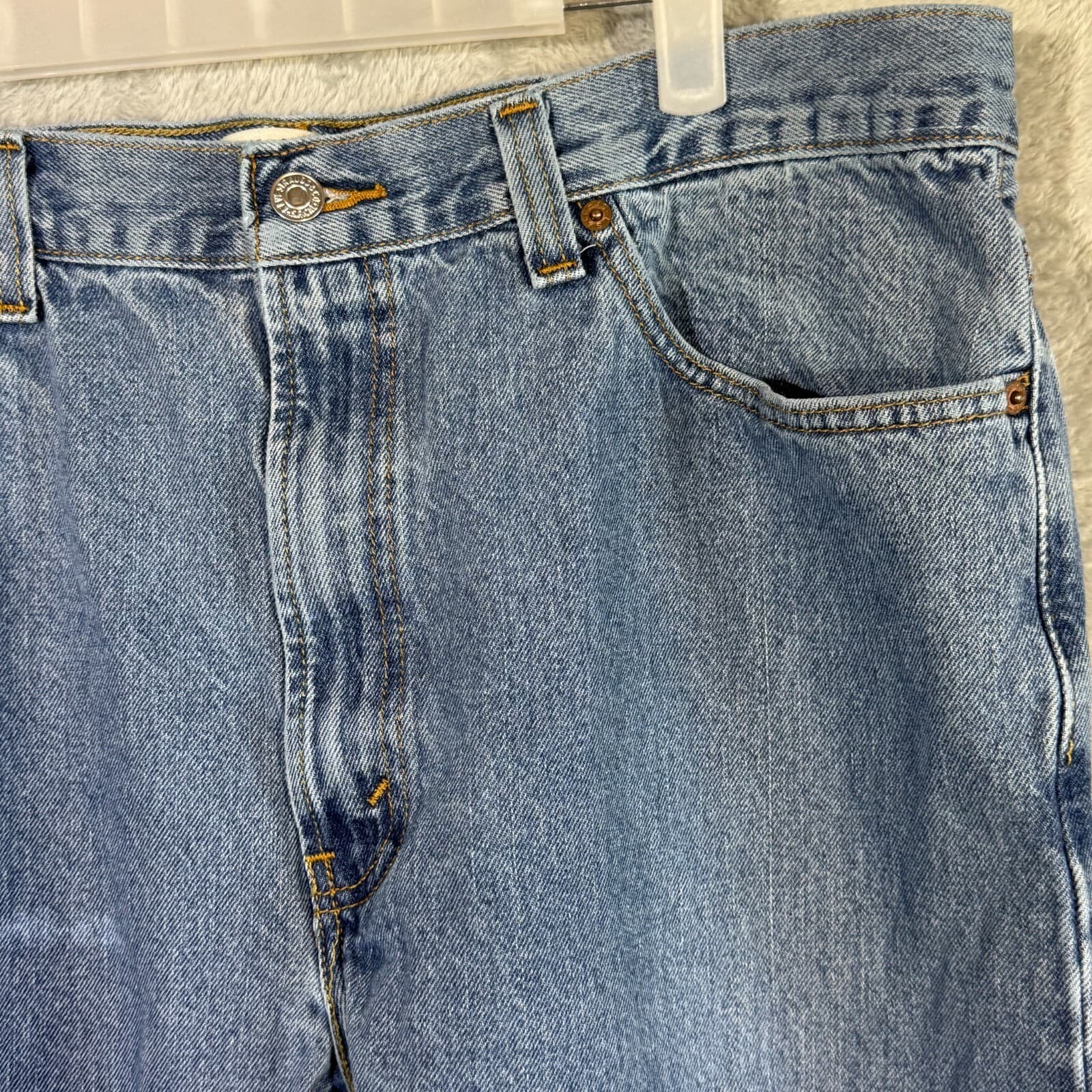 Levis 505 Jeans Men 38x30 Regular Fit Mid Rise Straight Leg Blue Denim Classic - Thumbnail 4