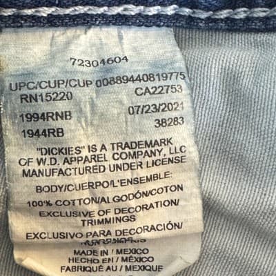 Dickies Jeans Mens 36x30 Blue Denim Carpenter Pants Workwear Utility Pockets Zip - Thumbnail 4